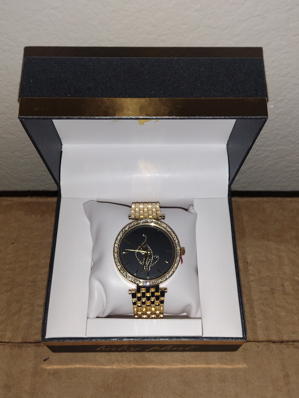 BABY PHAT WATCH GOLD TONE RHINESTONES BABY PHAT WOMEN'S GOLD BLACK WATCH NEW